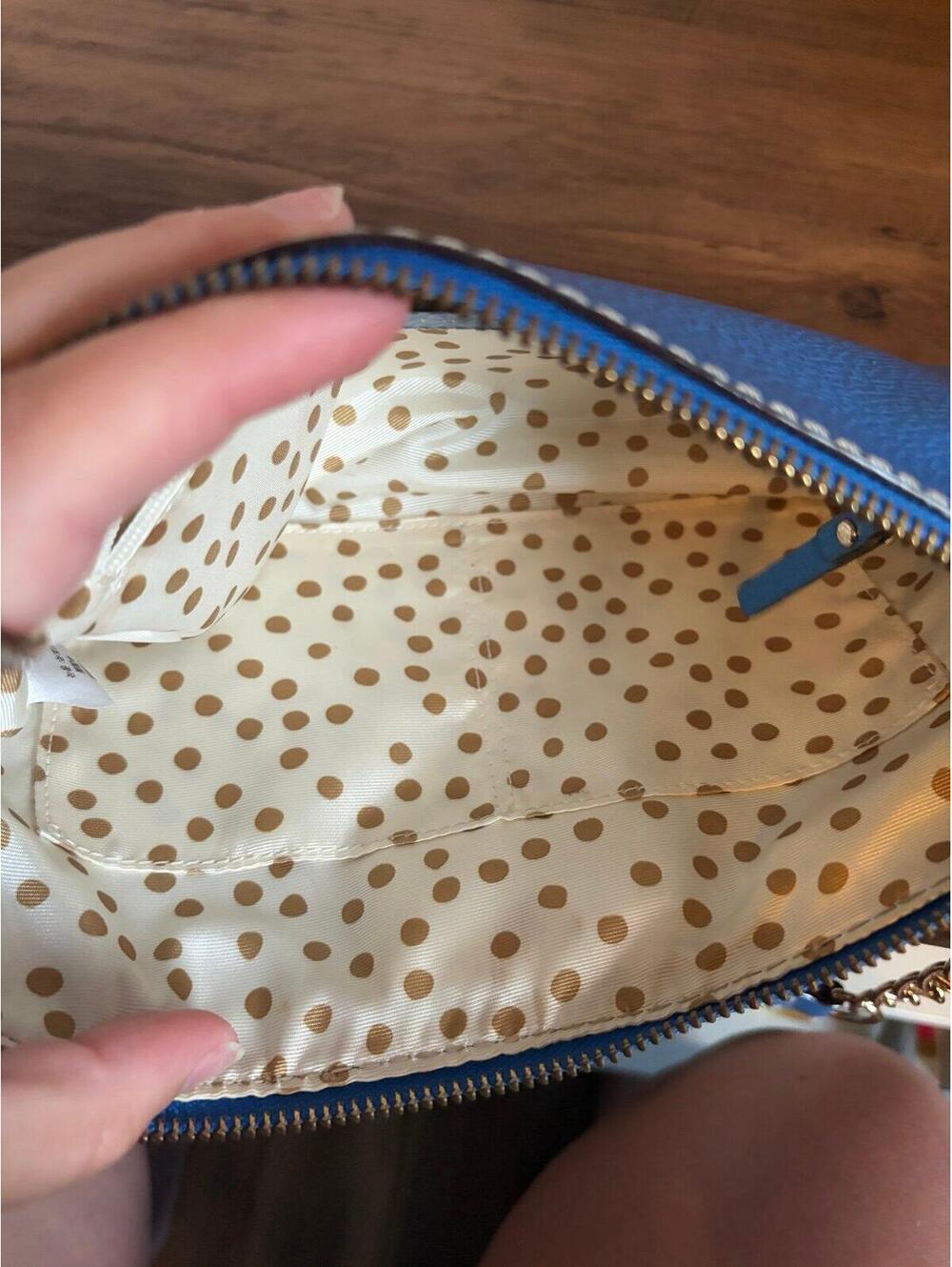 Kate Spade Wellesley Byrd Leather Purse Blue. Some normal wear on the bottom but - Picture 8 of 9